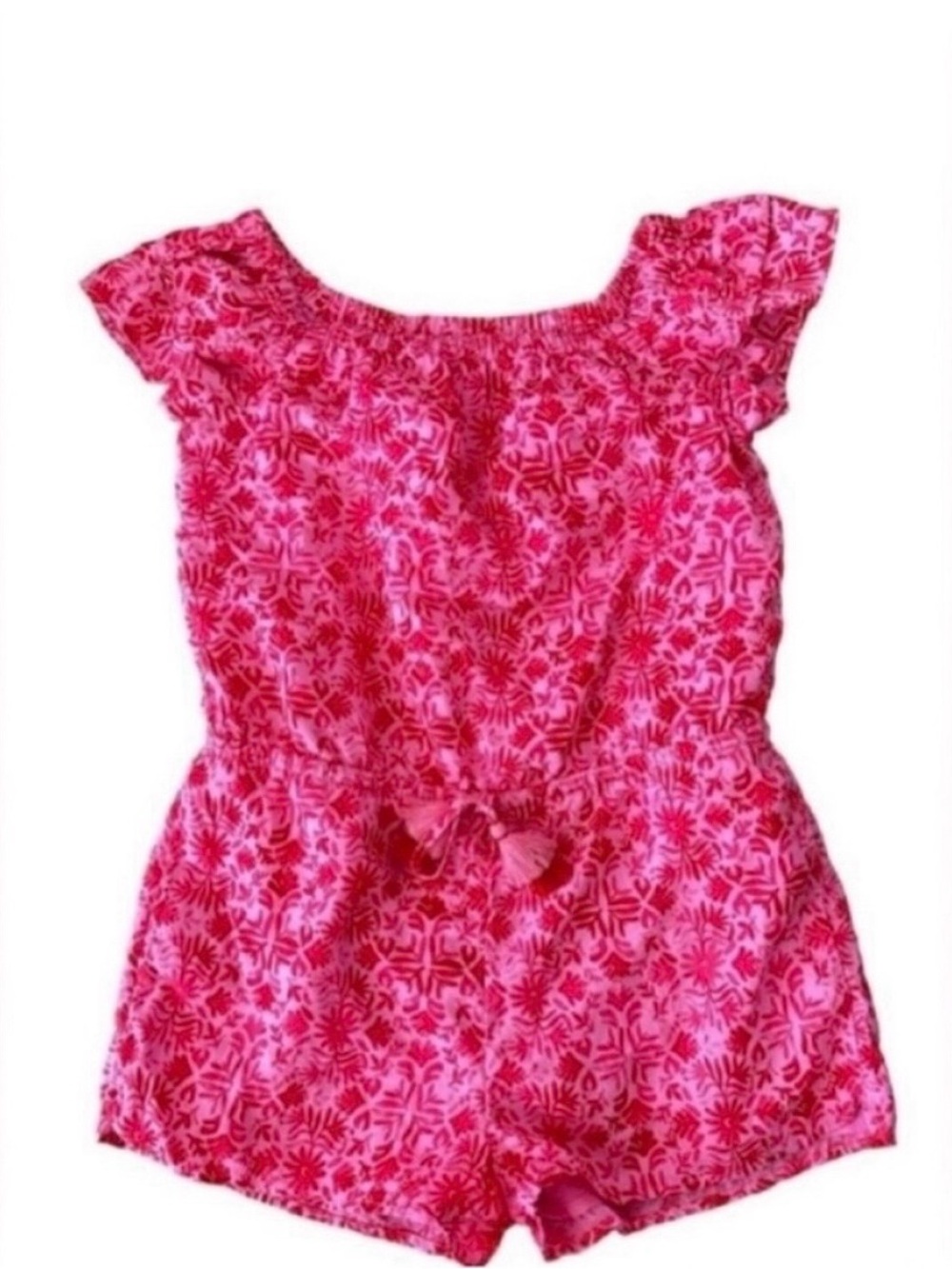🩷 VINEYARD VINES Pink Tile Otomi Off-The-Shoulder Romper - Size Small